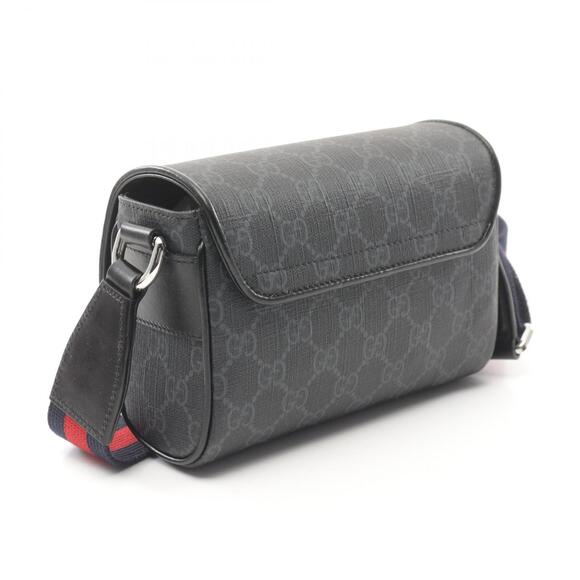 Gucci GG Supreme Super Shoulder Bag Canvas Leather Gray Black - Picture 2 of 4